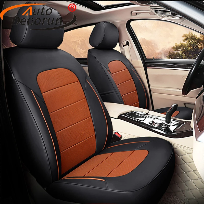 Autodecorun Tailored Cowhide Leather Automobiles Seat Covers For