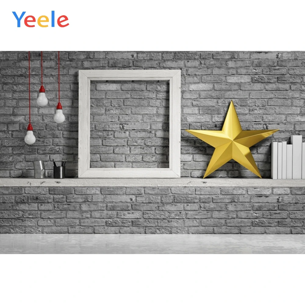 

Yeele Photozone Grunge Brick Wall Stars Lights Baby Portrait Photographic Background Photography Backdrops For Photo Shoot Props
