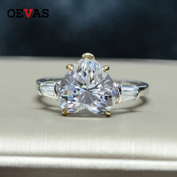 

OEVAS Luxury Sparking AAAAA+ Colorful Heart Zircon Wedding Rings For Women 925 Sterling Silver Birthstone Gift Party Jewelry