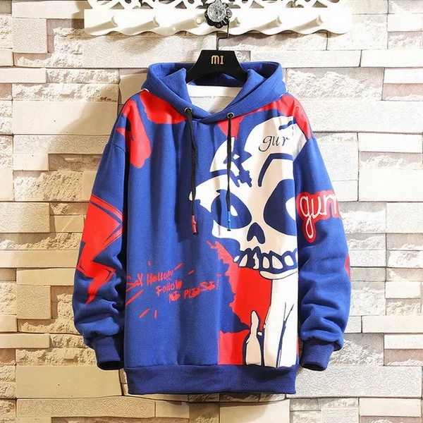 Autumn Spring Print Stulls Hoodie Sweatshirt Mens Hip Hop Pullover Streetwear Casual Fashion Clothes Plus Asian Size M-5XL - Цвет: W19182 ASIAN SIZE 11