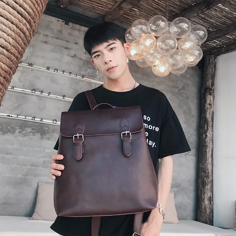 

Backpack Designer Large-Capacity Male-Bag Fashion Men PU Multi-Function High-Quality