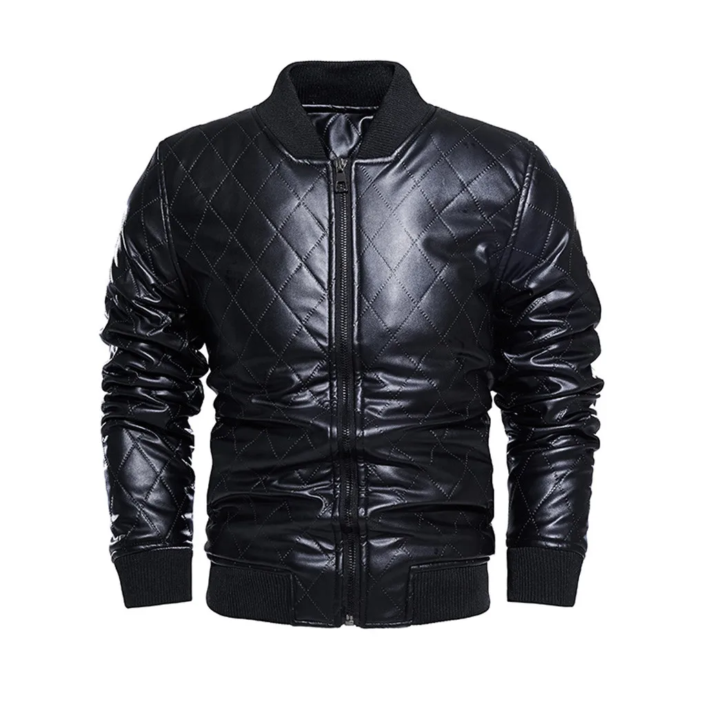 Men 2021 New Casual Retro Leather Jacket Pockets Winter Leather Jackets ...