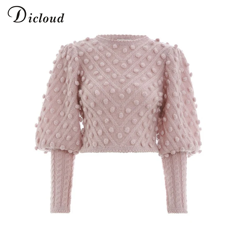 DICLOUD винтажный буф рукав вязаный свитер женский элегантный пуловер большого размера модная новая одежда зима