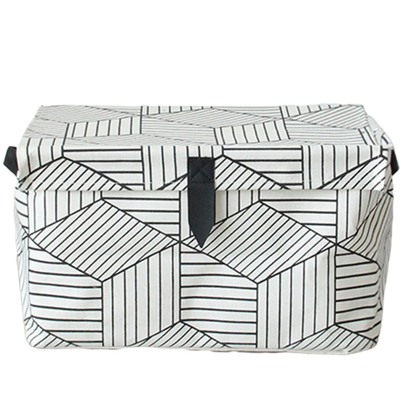  Stripe Covered Desk Storage Box Storage Organizer Clothes Storage Basket Cosmetic Case Kids Toys St