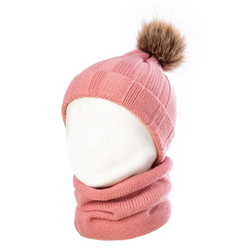 Милые стильные зимние теплые шерстяные наборы шарф шапка Детская меховая шапка из меха лисы детская вязаная шапка шапочки для маленьких девочек комплекты для мальчиков Новинка - Цвет: A5