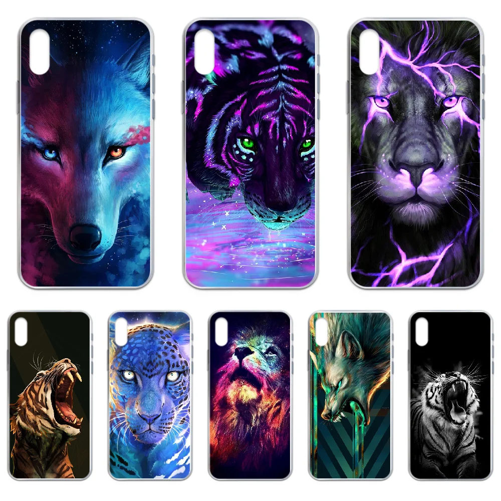 Крутой чехол для телефона с изображением тигра льва леопарда волка iphone 4 4S 5 5C 5S 6 6S