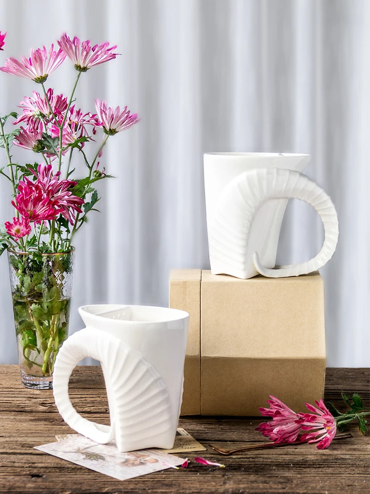 Koop Porselein Antelope Hoorn Mok Grote Thee Mok Witte Mok Keramische Drinken Ware Keuken Bureau Decor Unieke Verjaardagscadeau Voor ram