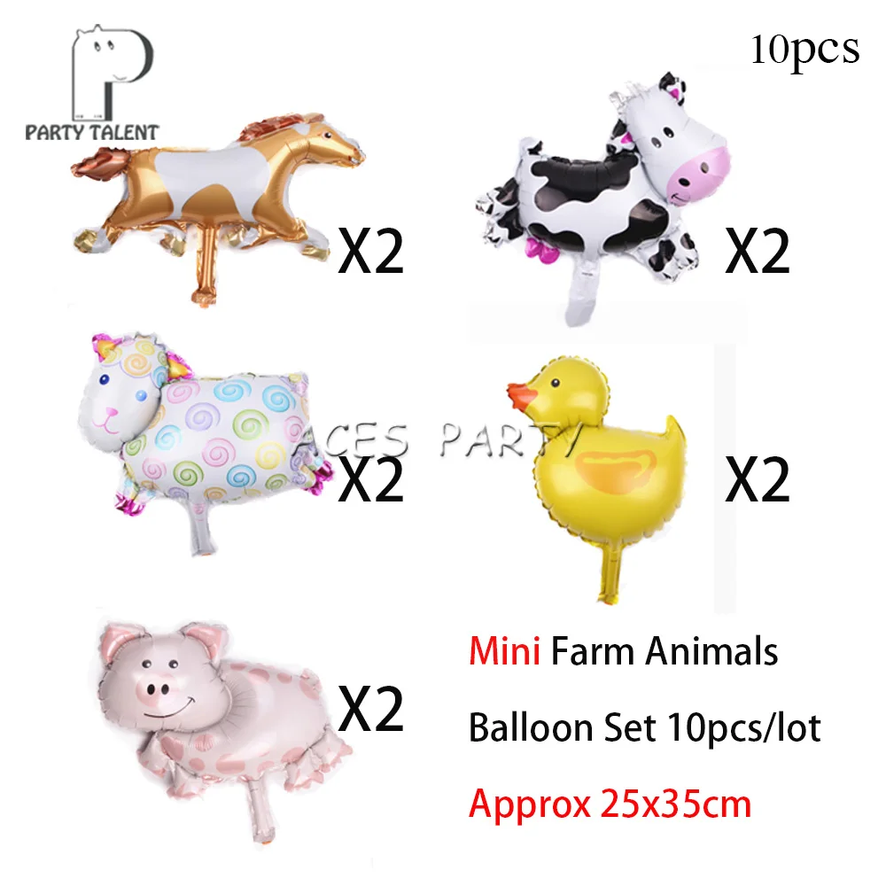 Boys Kids Farm Animal theme table cloth table cover, birthday party Tableware Balloon Candy Box Flag Plate Cup Party Supplies - Цвет: 10pcs balloon