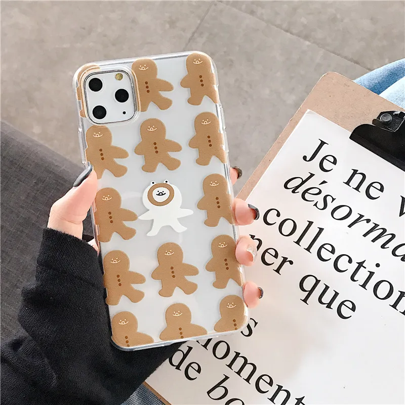 Мультфильм Пряничный человечек Радуга Медведь семья с кристаллами, прозрачная, для телефона чехол для iPhone 11Pro Max iPhone 6 6S 7 8 Plus X XS XR XS Max