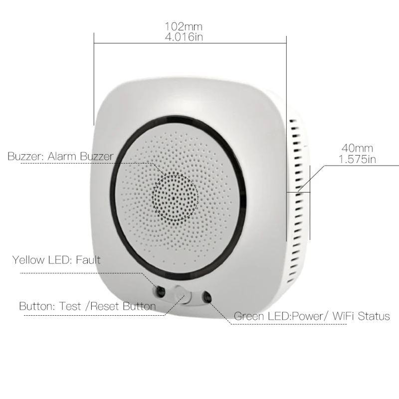 Чувствительный датчик дыма Tuya Smart App дистанционное управление AC100-240V WiFi умный детектор утечки газа умный дом охранник