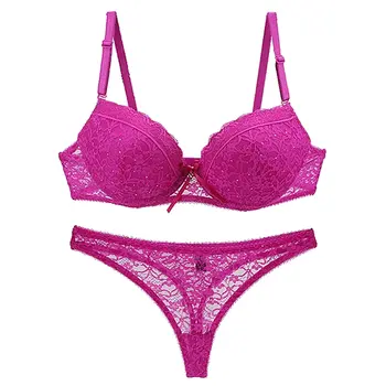 

2020 NEW French Lace Sexy Push up Bra Set Underwear Lingerie Gather Bralette Seamless Brassiere Bra Women Romantic Bra Set