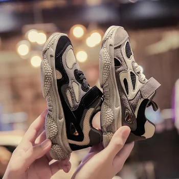 

2019 vintage Winter Kids Sports Shoes Children Casual Boys Patchwork Sneaker Fashion Autumn Girls Student Boots Anti-Slippery
