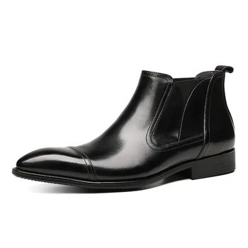 

Botas Hombre Short Men Shoes Boots Men Pointed-toe-style Men Boots Genuine Leather Leather Boots Work Pointed Toe Ankle Rubber