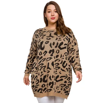 

women loose casual long sleeve printed plus size autumn Sweaters knitpullover