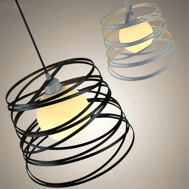 

Industrial Iron Spiral Led Pendant Lights Loft Dining Room Restaurant Kitchen Hanging Lamps Simple Indoor Decor Light Fixtures
