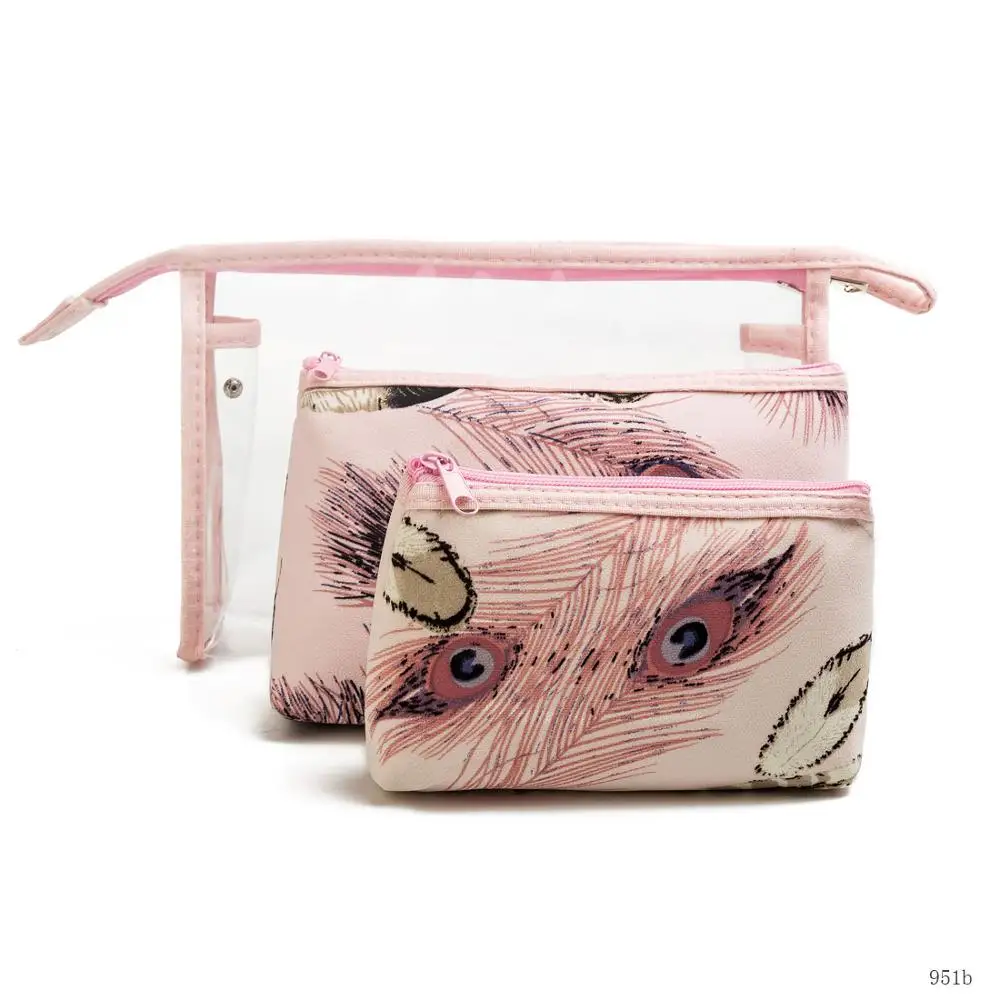 Pink-951b Miyahouse Специальные сумки для Для женщин Make up Мода 3 шт./компл. Водонепроницаемый прозрачные женские туфли на плоской подошве косметички - Цвет: Pink-951b