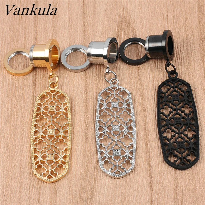 Vankula, 12 шт.,, Ушная пробка, тоннель, калибр, нержавеющая сталь, золото, черное, серебро, ушной эспандер, пирсинг, ювелирные изделия для женщин, мужчин