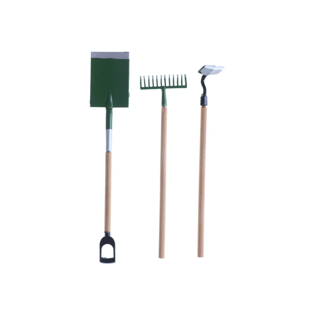 3Pcs/Set 1: 12 Scale Miniature Dollhouse Set Of Garden Tools Pretend Toys Gift For Kid Fairy Garden Accessories