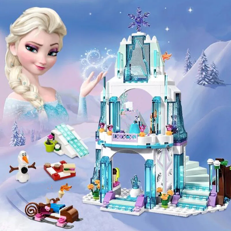 Preise 731 stücke Schnee Welt Serie Die Elsa ist Magische Eis Castle Set mädchen Bausteine Ziegel Spielzeug Mädchen freund kompatibel mit 41148