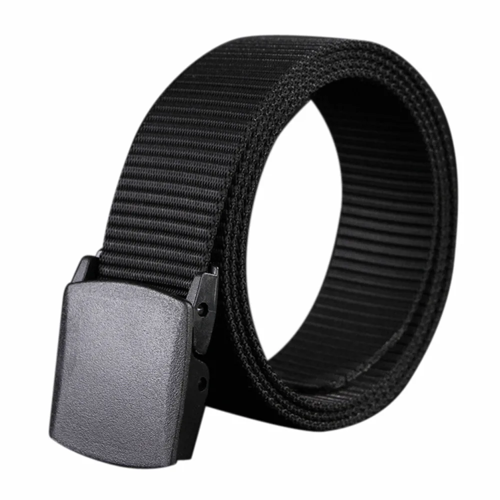Wild-men-Canvas-Belt-Гипоаллергенный-металл бесплатно-пластик-Автоматическая пряжка женский ремень Молодежный без металлической автоматической пряжки студенческий - Цвет: Black