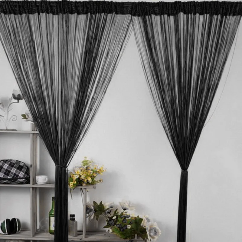 

Shiny Tassel Flash Silver Line String Curtain Window Door Divider Sheer Curtain Valance Door Treatment Home Decoration