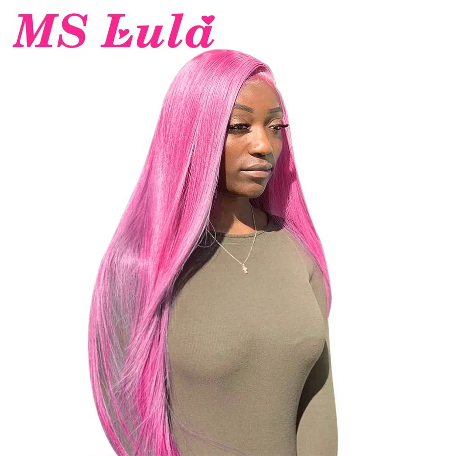 

MS Lula Brazilian 13x6 Human Hair Lace Front Wigs 13x4 Lace Front Wigs Rose Red Straight Remy Pre Plucked With Baby Hair 150%