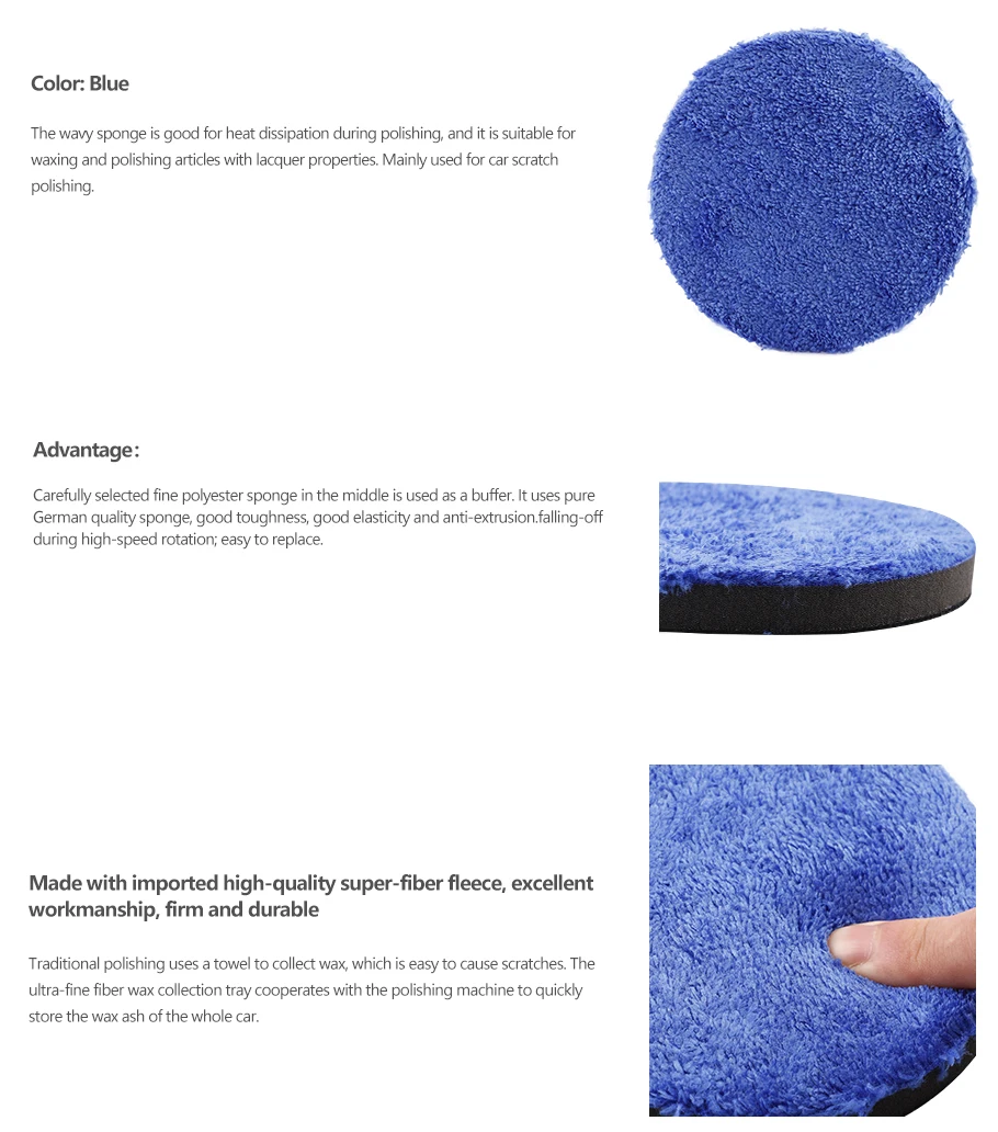 SPTA 1 to 7 Inch Microfiber Polishing Pad Removing Wax Buffer Pads