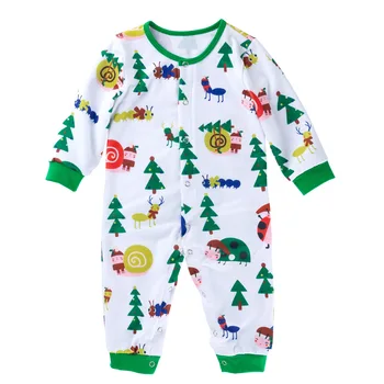 

2019 Autumn Baby Girls Toddler Long Sleeve Cartoon Christmas Tree Party Rompers Cotton Infant Boys Casual Jumpsuits Kids Clothes