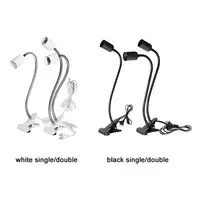 Black white Plug in Clip on Light,Screw bulb Clip on Desk Light for Desk,Bed Headboard with on/off switch,Clamp lamp for reading 2