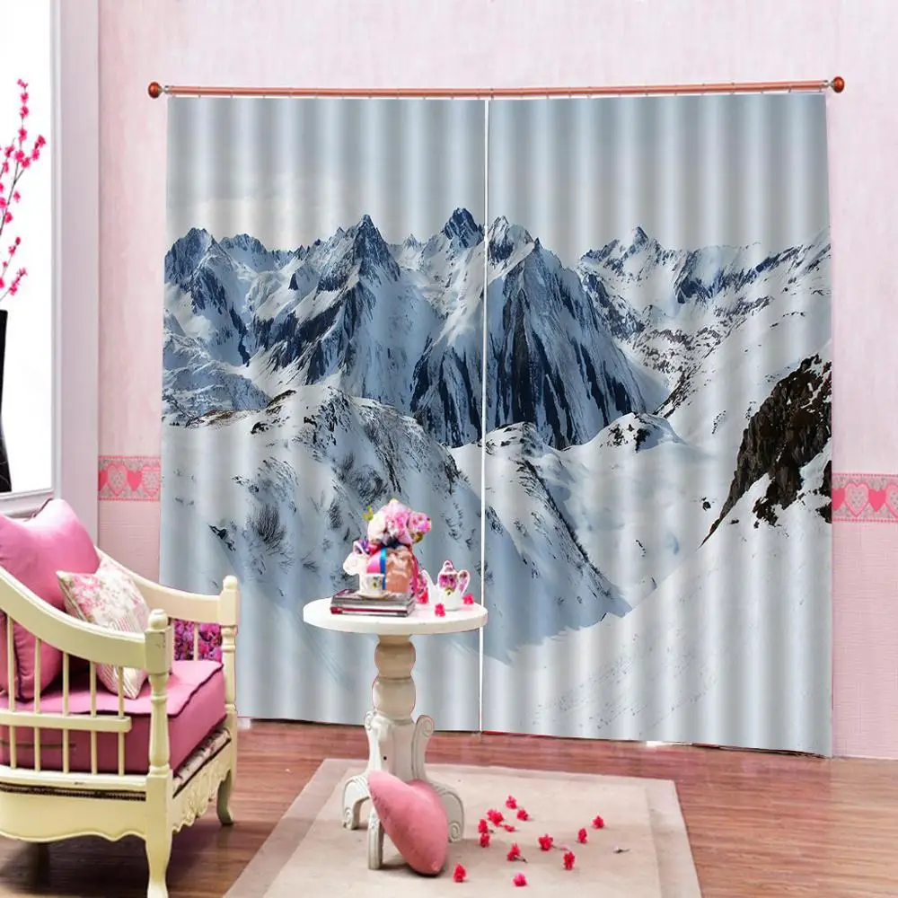 Custom any size 3D Curtain Blackout Shade Window Curtains Snow Mountain Landscape For Living Room Shower | Дом и сад