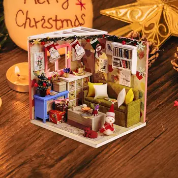 

1/24 DIY Christmas Puzzle Wooden Hand-Assembled House Model Toys for Christmas Gift