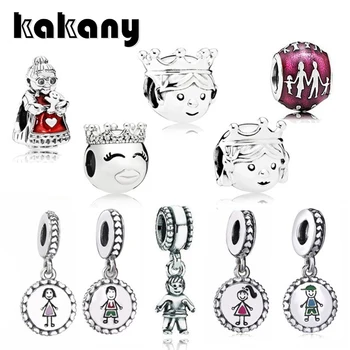 

KAKANY Genuine high quality Original Charm Warm Family Boys and Girls Princess Prince Beaded Pendant Collection