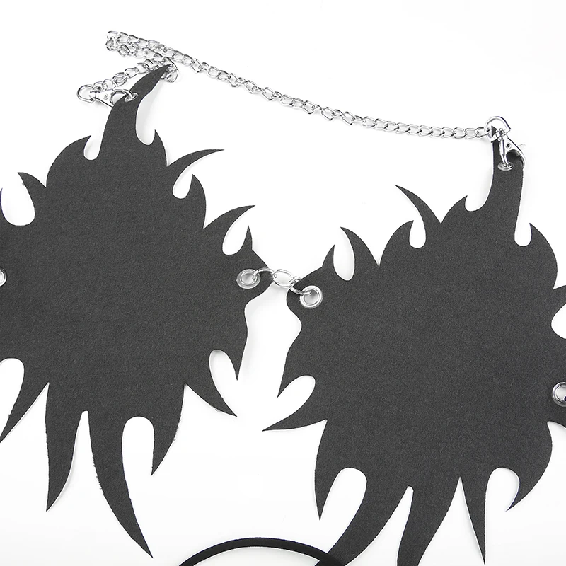HEYounGIRL черный сексуальный укороченный топ с открытой спиной для женщин PU Harajuku футболки в стиле Панк цепь Холтер без рукавов майка Летняя Вечеринка Клубная одежда