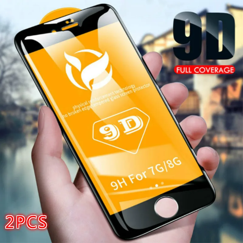 

2PCS 9D Curved Full Cover Tempered Glass on the For iPhone X XR XS Max Screen Protector For iPhone 8 7 6 6sPlus Protection Film