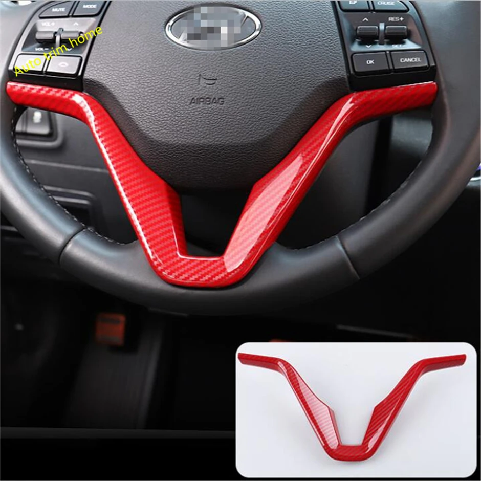 Lapetus Авто рулевая лента для колес крышка отделка Подходит для Hyundai Tucson авто аксессуары ABS Красный/углеродного волокна