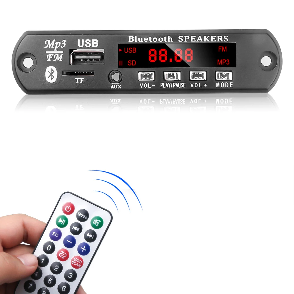 Плата декодер MP3 для записи 12 В Bluetooth V5.0 Автомобильный плеер громкая связь FM AUX
