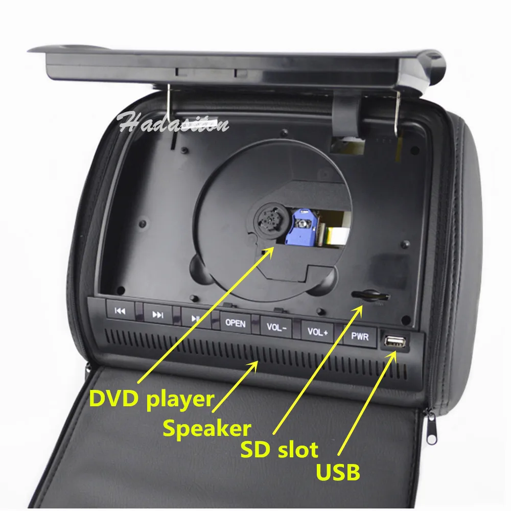 Универсальный " экран Автомобильный подголовник монитор DVD MP5 плеер Подушка монитор поддержка DVD/AV/USB/SD/FM/IR/динамик/беспроводная игра