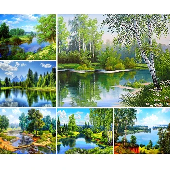 

5D Diamond Painting Tree Scenery Cross Stitch Kit Mosaic Picture of Rhinestones Decor Full Drill Diamond Embroidery Landscape