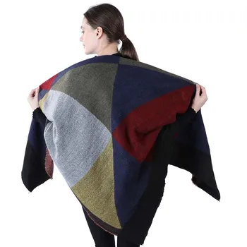 

POBING Winter Soft Cashmere Scarf Women Geometric Square Scarves Long Shawl Wraps Thicken Warm Unisex Basic Blanket Pashmina