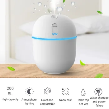 

200ML White Mini Air Humidifer Aroma Essential Oil Diffuser with Romantic Lamp USB Mist Maker Aromatherapy Humidifiers for Home