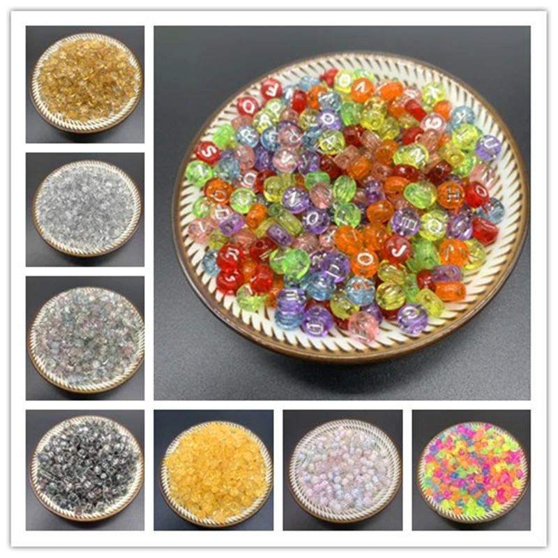 

New 100pcs 7mm Letter Beads Colorful Mix Oval Shape 26 Alphabet Charms DIY Beads For Bracelet Necklace Jewelry Making Wholesale