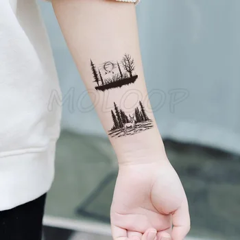 

Tattoo Sticker deer bird animal forest tree planet sun moon Water Transfer Temporary Fake tatto flash tatoo for kid girl men