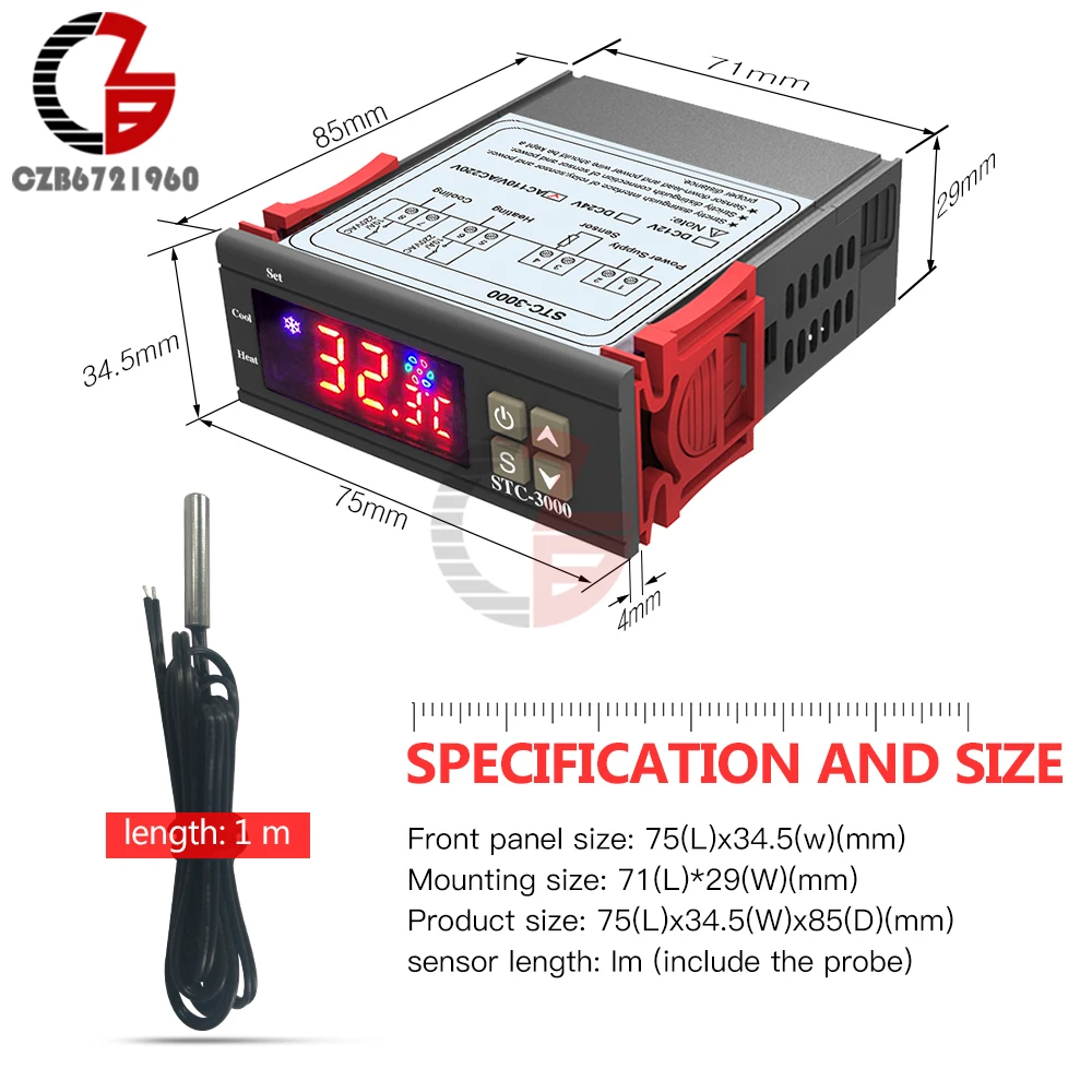 STC-3000 AC 110 V-220 V Цифровой термостат Температура контроллер регулятор инкубатор терморегулятор внутреннего нагрева охлаждающей воды