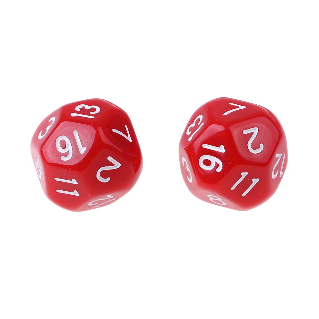 20pcs 16 Sided Dice D16 Acrylic Dices for Role Playing Game Supplies DND Board Game Blue & Red