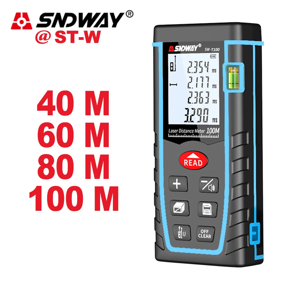 

SNDWAY Laser Distance Meter 80M/100M Measuring Laser Meter Tools Handheld Portable Range Finder Tape Measure Device Ruler Test