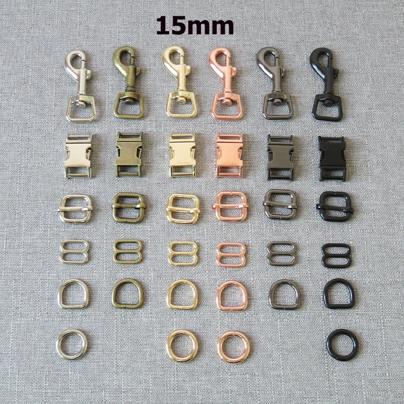 

1 Pcs 15mm Nickle Metal D O Ring Belt Straps Slider Side Release Buckle Spring Snap Hook For Dog Collar Leash Harness Accessory