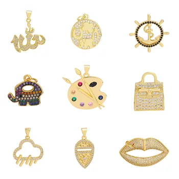 

Juya DIY Exquisite Jewelry Accessories Supplies Luxury Cubic Zirconia Gold Trendy Charms For Handmade Pendant Jewelry Making
