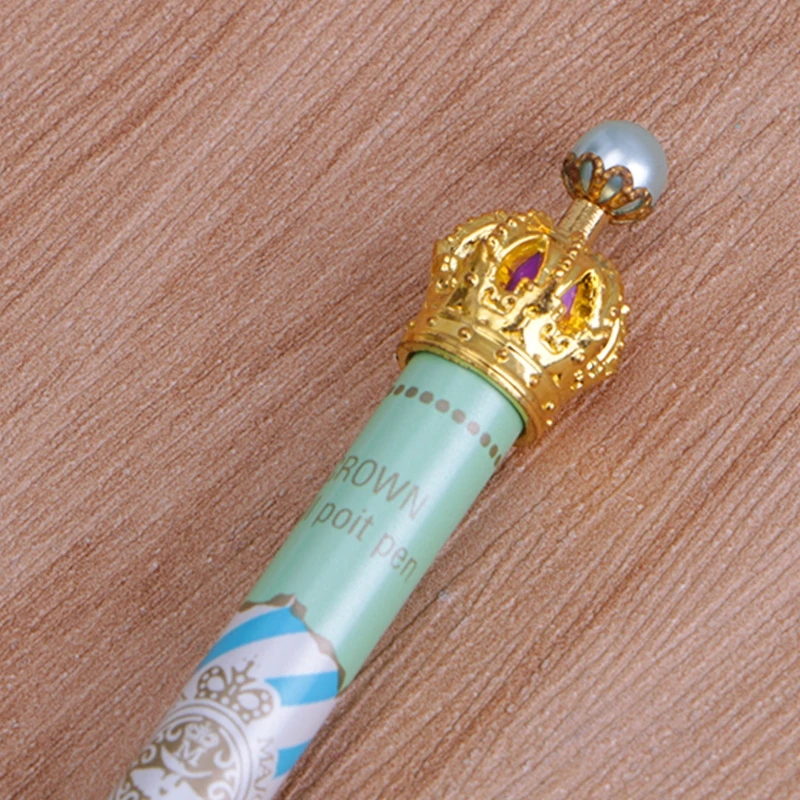 6Pcs Princess Crown Premium Gel Pen Black Ink Marker Lovely Polka Dot Stationery LX9A
