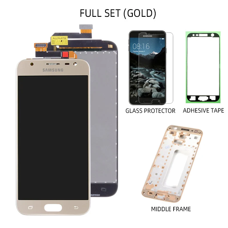 Дисплей для SAMSUNG Galaxy J3 LCD в сборе с тачскрином 5.0'' черный синий золотой J3 Pro LCD J330F J330 SM-J330F - Цвет: Gold Full Set