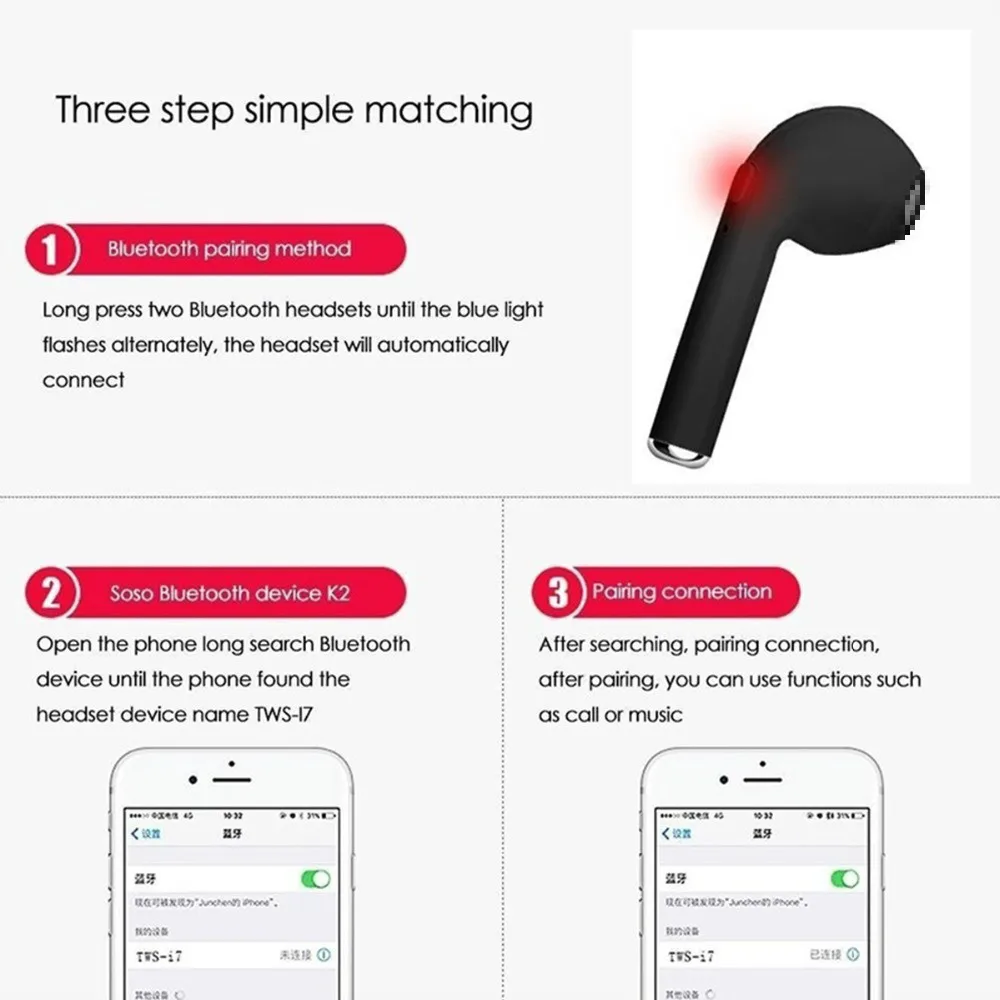 I7s TWS Bluetooth наушники стерео вкладыши беспроводные Bluetooth наушники спортивные многофункциональные наушники-вкладыши для Android IOS